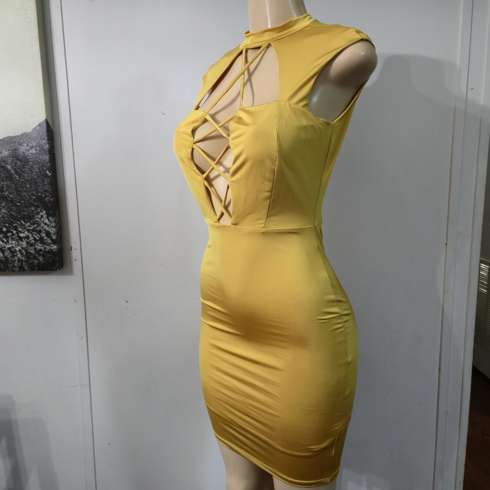 Fashion Nova Mustard Midi Dress